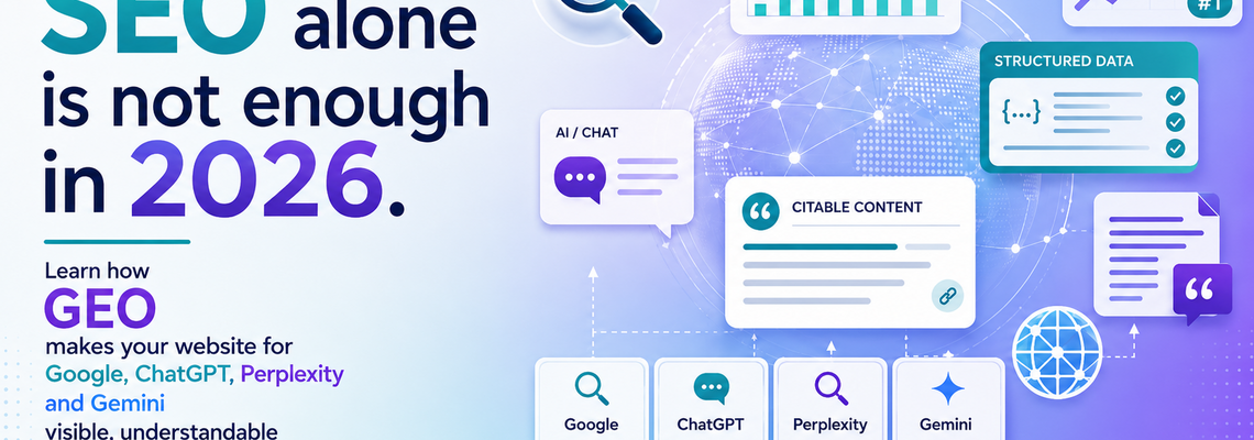 SEO and GEO for improved visibility across Google and AI search platforms such as ChatGPT, Perplexity, and Gemini