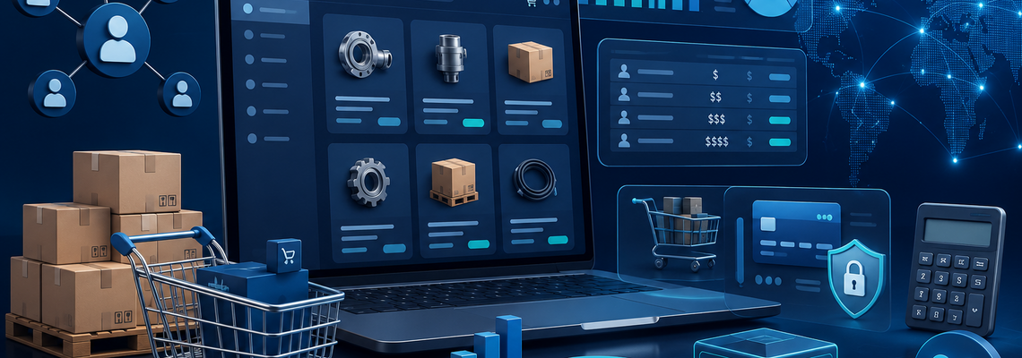 PrestaShop B2B-Dashboard mit Großhandelspreisen, Warenkorb, Analysen und sicherer Umsatzsteuerberechnung