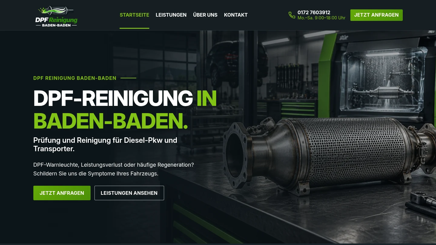 DPF Reinigung Baden-Baden – TYPO3-Website