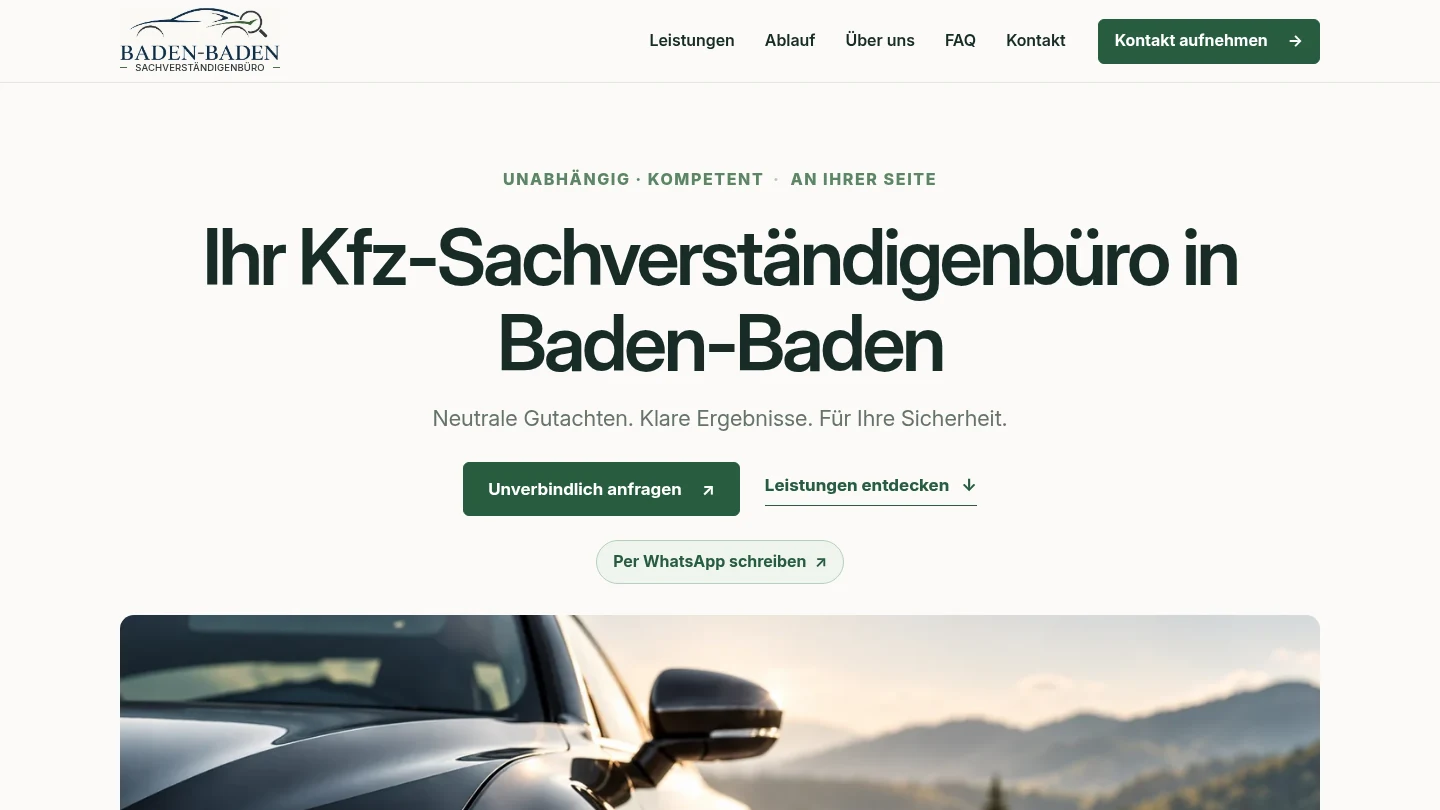 Kfz-Sachverständigenbüro Baden-Baden – TYPO3-Website